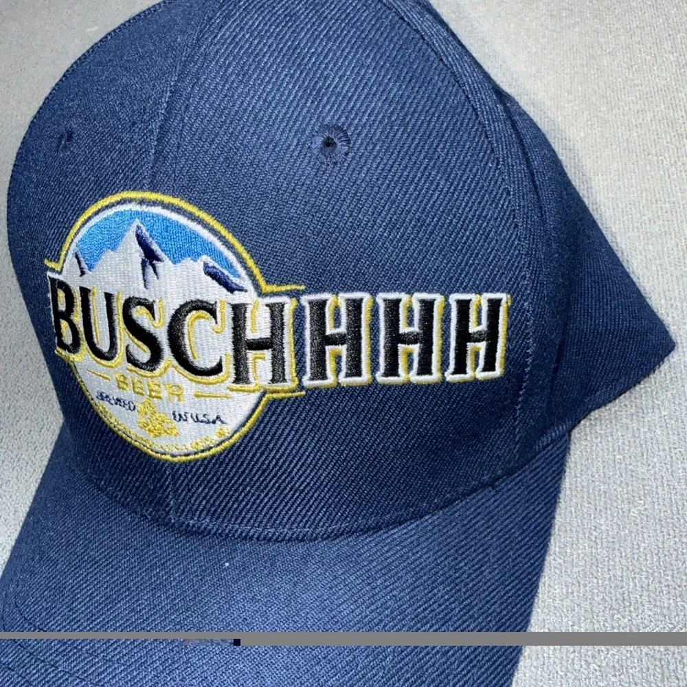 Busch Beer Navy Blue Adjustable Snapback Hat Cap Embroidered Logo Anheuser Busch